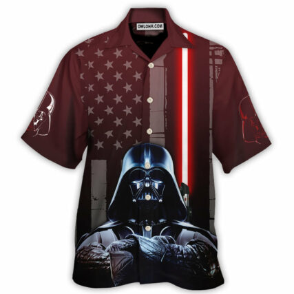 SW Darth Vader American Flag - Hawaiian Shirt - Owl Ohh-Owl Ohh