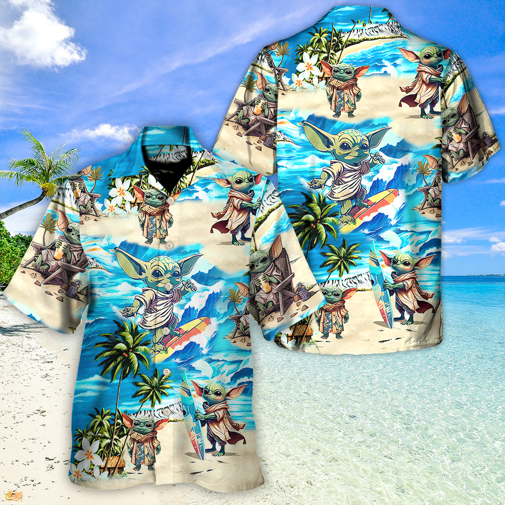 Baby Yoda Star Wars Surfing - Hawaiian Shirt For Men, Women, Kids - Owl Ohh-Owl Ohh
