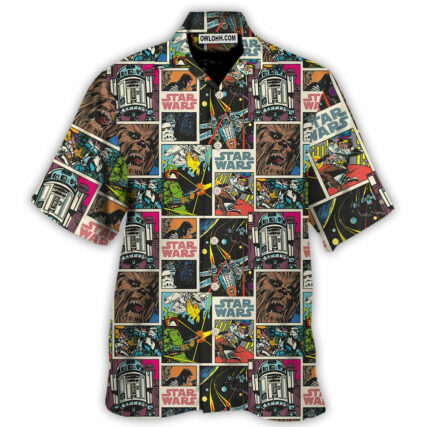 Star Wars Print Comic Pattern - Hawaiian Shirt For Men, Women, Kids - Owl Ohh-Owl Ohh