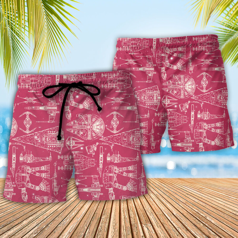 Space Ships Star Wars Pink - Beach Short - Owl Ohh-Owl Ohh