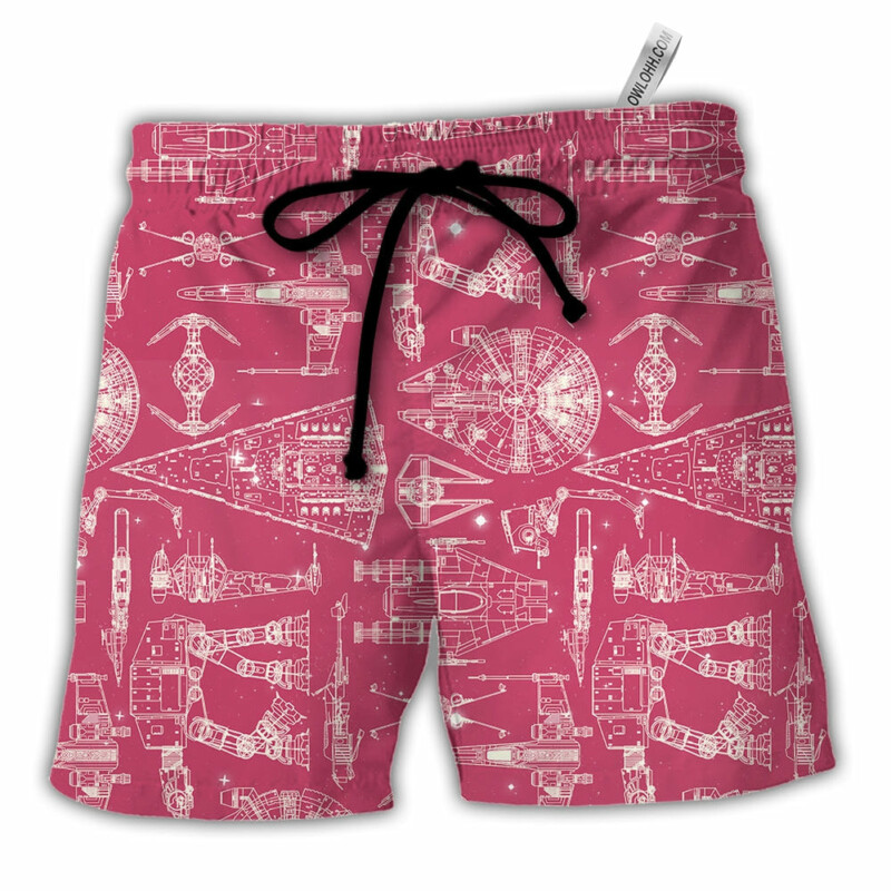 Space Ships Star Wars Pink - Beach Short - Owl Ohh-Owl Ohh