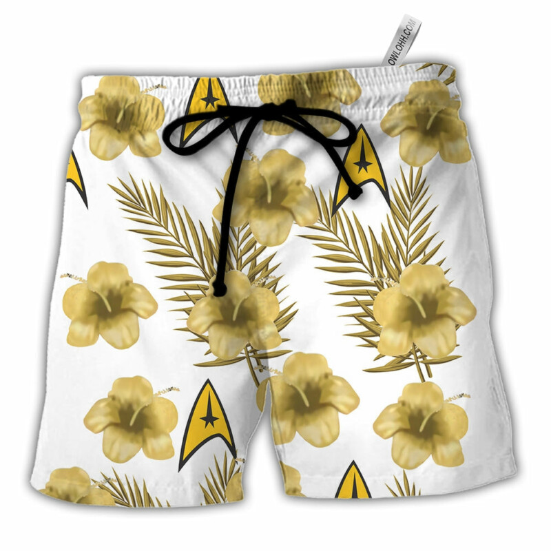 Hibiscus Floral Star Trek Starships - Beach Short