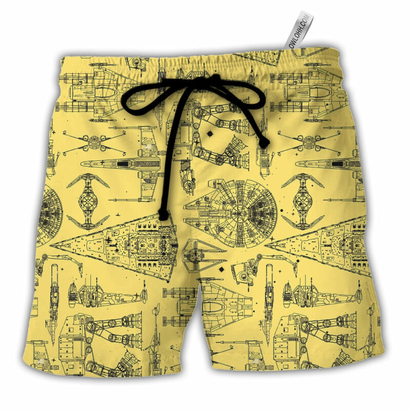 Space Ships Star Wars Yellow - Beach Short - Owl Ohh-Owl Ohh