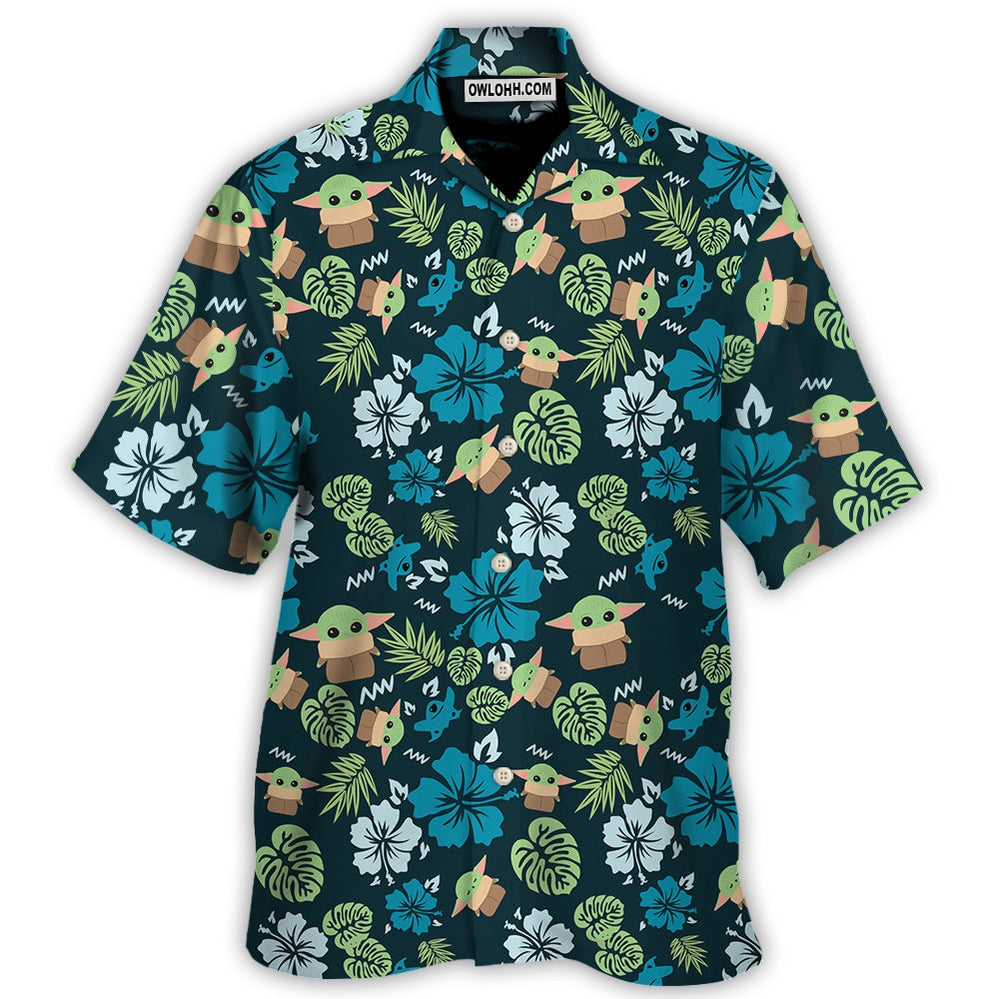 Starwars Grogu Baby Yoda Tropical Leaves- Hawaiian Shirt For Men, Women, Kids - Owl Ohh-Owl Ohh
