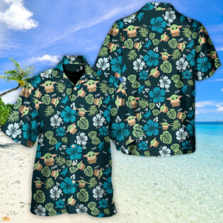 Star Wars The Mandalorian Grogu Baby Yoda Leaves- Hawaiian Shirt For Men, Women, Kids - Owl Ohh-Owl Ohh