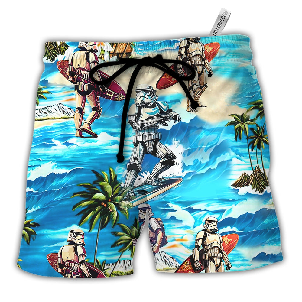 Stormtrooper Starwars Surfing - Beach Short - Owl Ohh-Owl Ohh