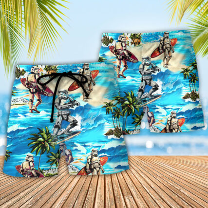 Stormtrooper Starwars Surfing - Beach Short - Owl Ohh-Owl Ohh