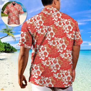 DnD Red Hawaiian Flower Style Pattern - Hawaiian Shirt - Owl Ohh-Owl Ohh
