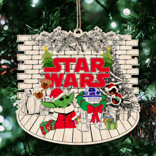 Christmas Star Wars Baby Yoda And R2-D2 Mickey Balloon Sweet Home - Shaped Wooden Ornament