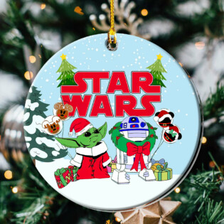 Christmas Star Wars Baby Yoda And R2-D2 Mickey Balloon - Circle Ornament