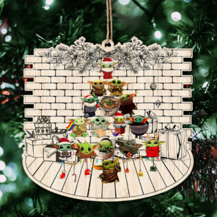 Christmas Star Wars Baby Yoda Christmas Tree Shining Sweet Home - Shaped Wooden Ornament