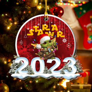 Christmas Star Wars Baby Yoda Joy To The World 2023 - Custom Shape Ornament