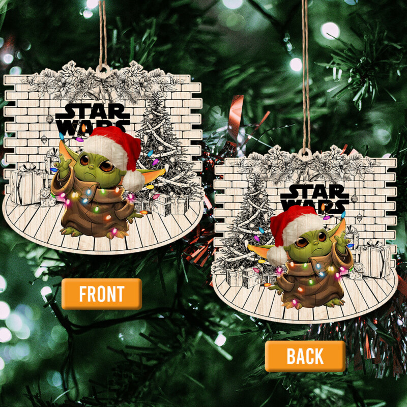 Christmas Star Wars Baby Yoda Joy To The World Sweet Home - Shaped Wooden Ornament
