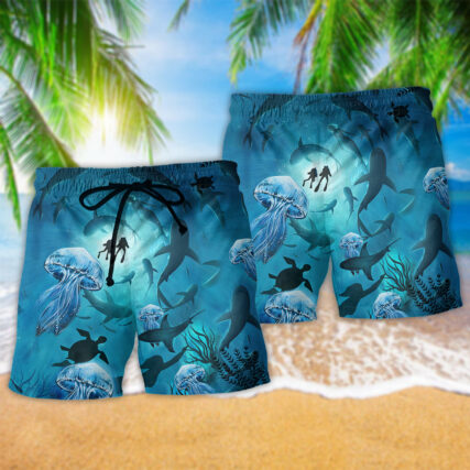 Ocean Marine Biology Into The Sea Diving - Beach Short - Owl Ohh - Owl Ohh