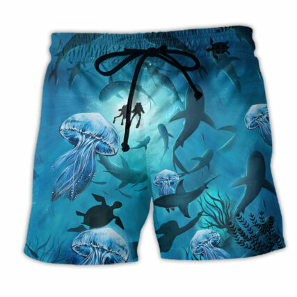 Ocean Marine Biology Into The Sea Diving - Beach Short - Owl Ohh - Owl Ohh
