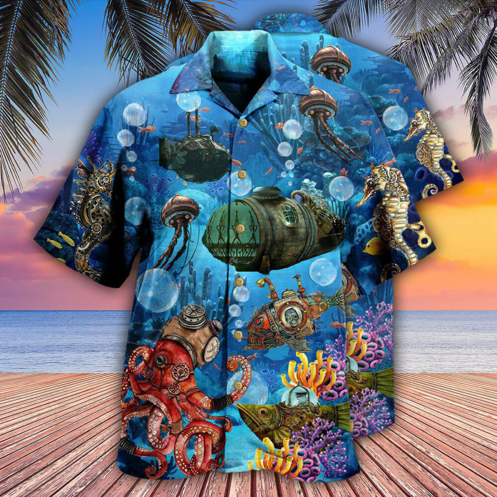 Ocean Steampunk Undersea World - Hawaiian Shirt - Owl Ohh - Owl Ohh