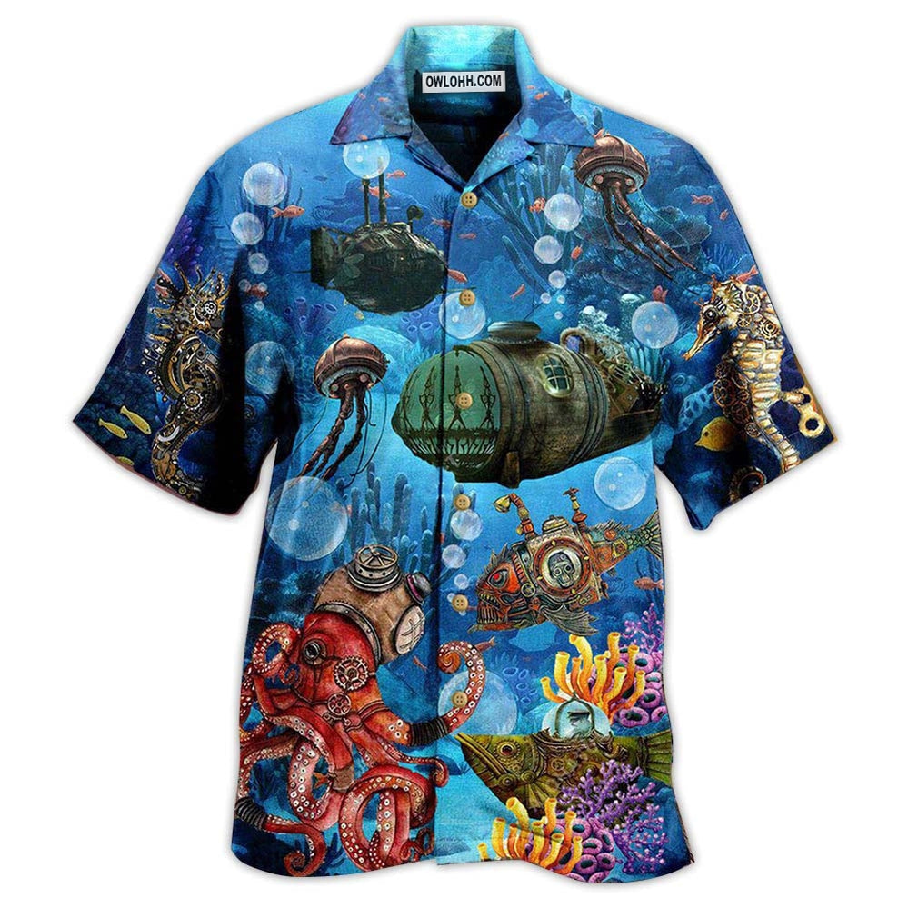 Ocean Steampunk Undersea World - Hawaiian Shirt - Owl Ohh - Owl Ohh