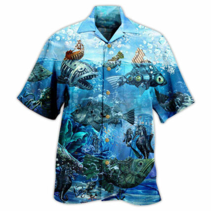 Fishing Ocean Undersea Steampunk Fish - Hawaiian Shirt - Owl Ohh - Owl Ohh