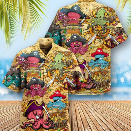 Octopus Captain Pirates - Hawaiian Shirt - Owl Ohh - Owl Ohh