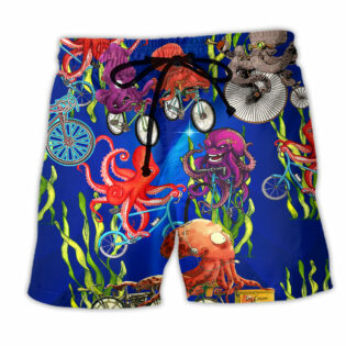 Octopus Could An Octopus Ride A Bicycle Funny - Beach Short - Owl Ohh - Owl Ohh