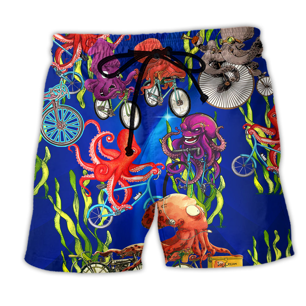 Octopus Could An Octopus Ride A Bicycle Funny - Beach Short - Owl Ohh - Owl Ohh