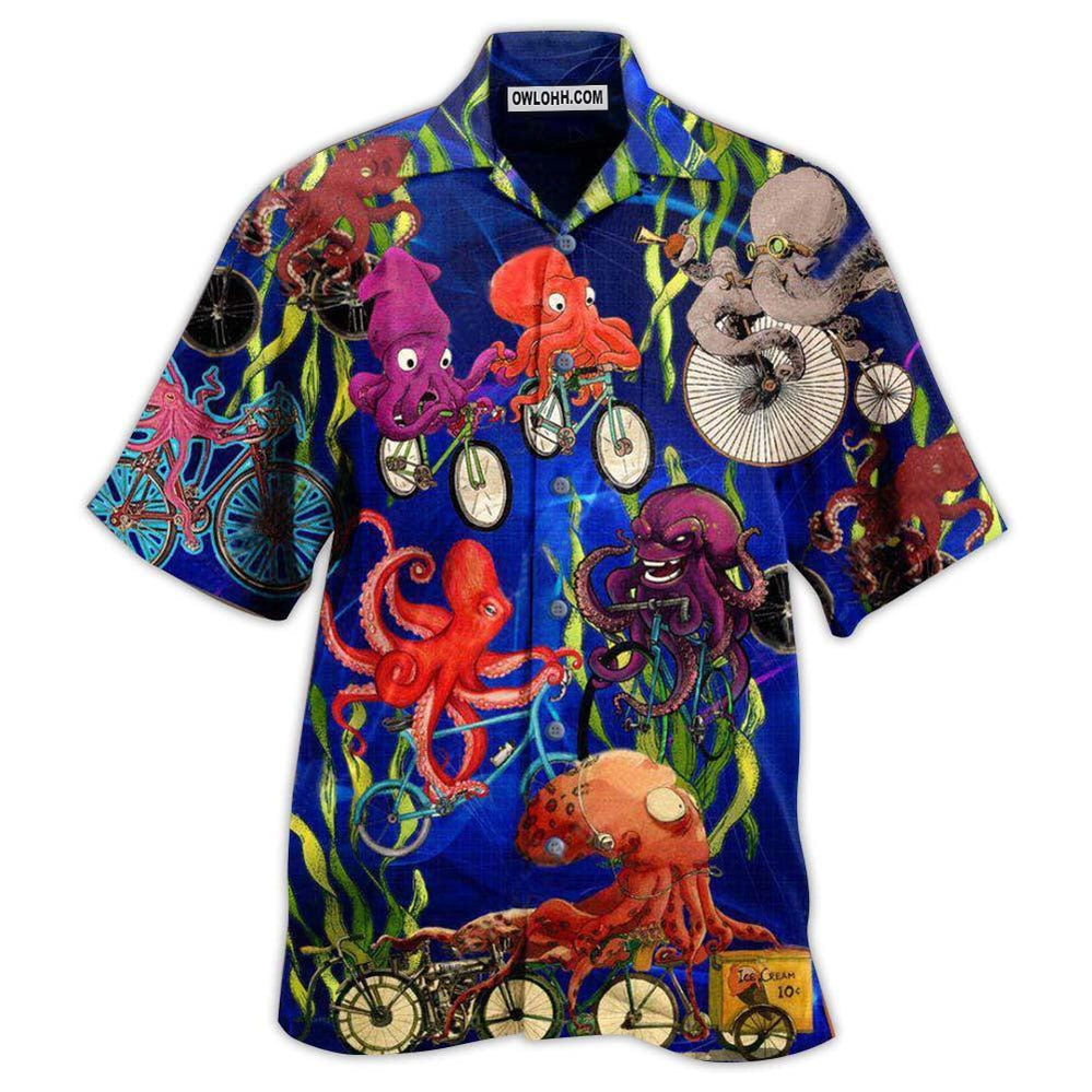 Octopus Could An Octopus Ride A Bicycle - Hawaiian Shirt - Owl Ohh - Owl Ohh