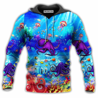 Octopus Love Ocean Blue Style Nice Colors - Hoodie - Owl Ohh - Owl Ohh