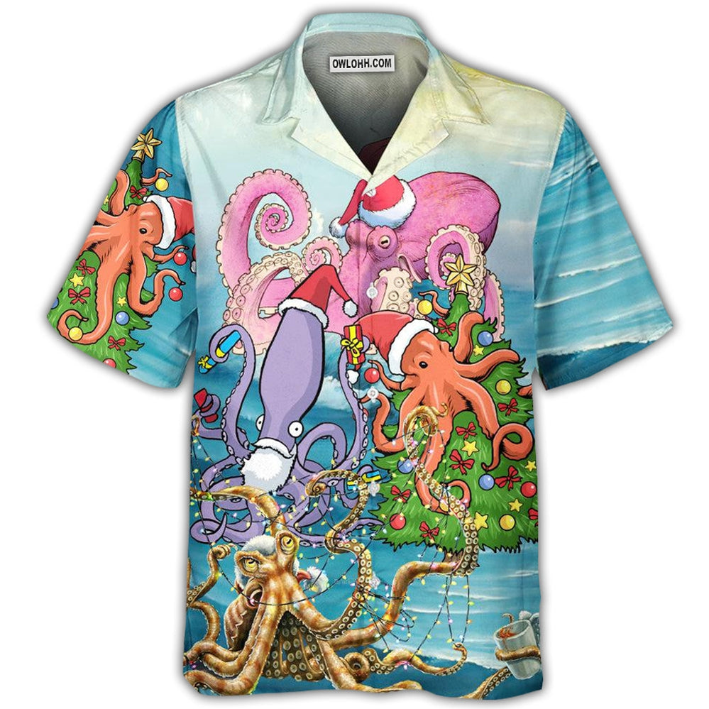 Octopus Merry Xmas Fullcolor Style - Hawaiian Shirt - Owl Ohh - Owl Ohh