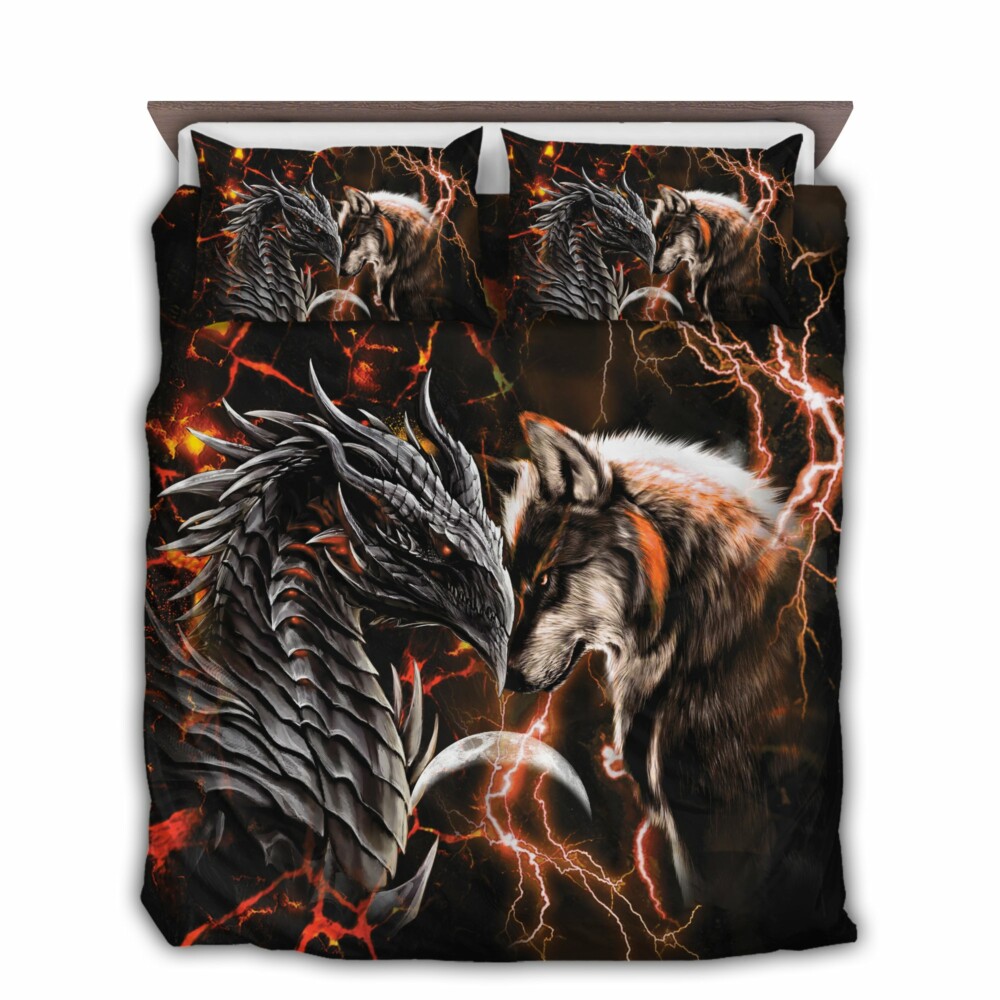 Dragon Orange Dragon And Wolf - Bedding Cover - Owl Ohh - Owl Ohh