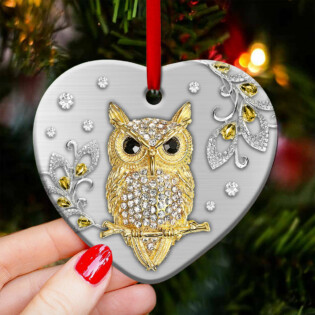 Owl Advice Be Observant - Heart Ornament - Owl Ohh - Owl Ohh