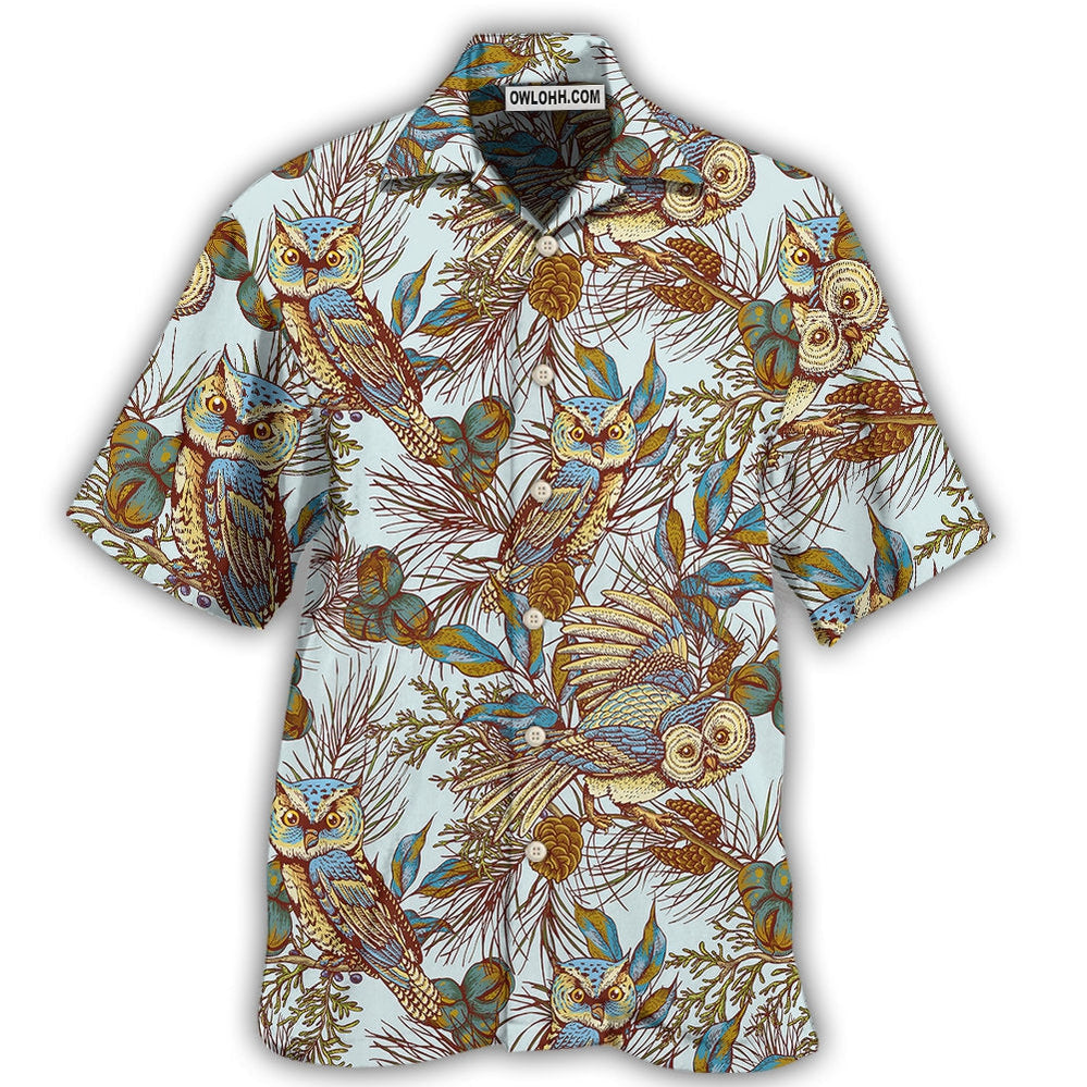 Owl Vintage Leaf Style - Hawaiian Shirt - Owl Ohh - Owl Ohh