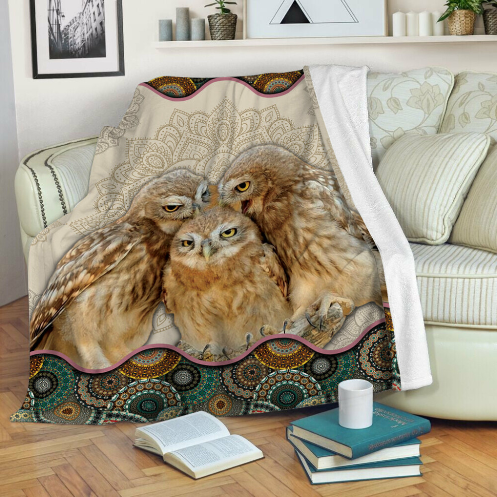 Owl 2 Vintage Mandala - Owl Flannel Blanket 0921 537 - Owl Ohh