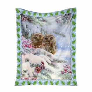 Owl Christmas Snow So Lovely - Flannel Blanket - Owl Ohh - Owl Ohh