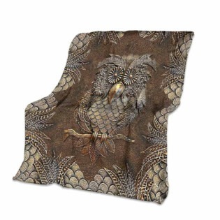 Owl Metal Pattern Print - Flannel Blanket - Owl Ohh - Owl Ohh