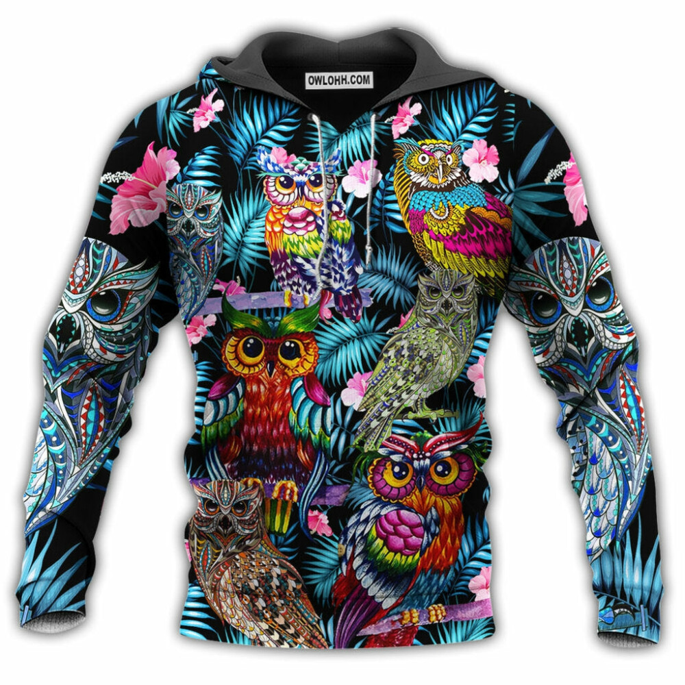 Owl And Beautiful Flowers - Hoodie - Owl Ohh - Owl Ohh
