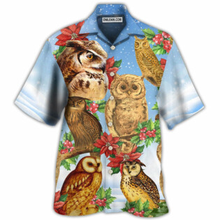 Owl Retro Merry Christmas Happy - Hawaiian Shirt - Owl Ohh - Owl Ohh
