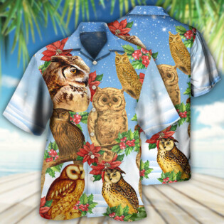 Owl Retro Merry Christmas Happy - Hawaiian Shirt - Owl Ohh - Owl Ohh