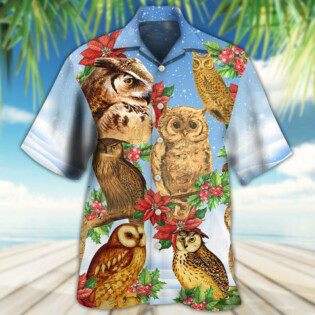 Owl Retro Merry Christmas Happy - Hawaiian Shirt - Owl Ohh - Owl Ohh