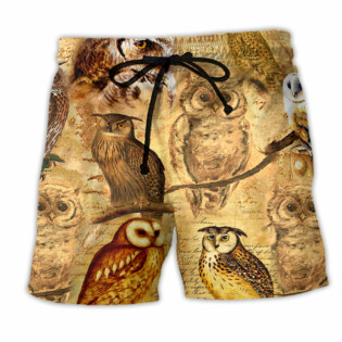 Owl Retro Love Life Classic Cute Style - Beach Short - Owl Ohh - Owl Ohh