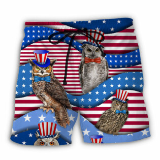 Owl USA Flag Independence Day - Beach Short - Owl Ohh - Owl Ohh