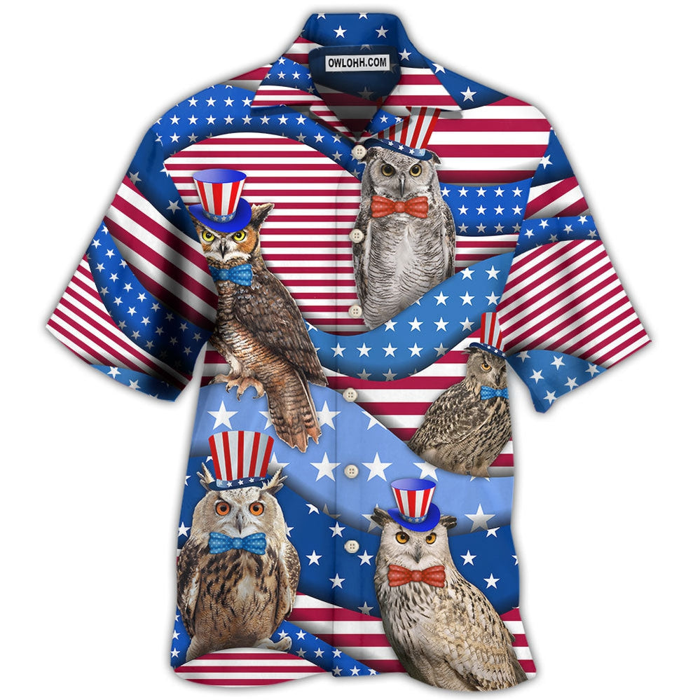 Owl USA Flag Independence Day - Hawaiian Shirt - Owl Ohh - Owl Ohh