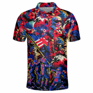 Independence Day Special Star Wars Synthwave Tropical Style - Polo Shirt
