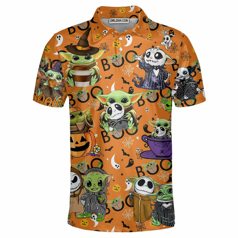 Halloween Star Wars Baby Yoda Jack Skellington - Polo Shirt