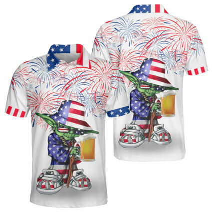 Independence Day SW Yoda With Beer - Polo Shirt