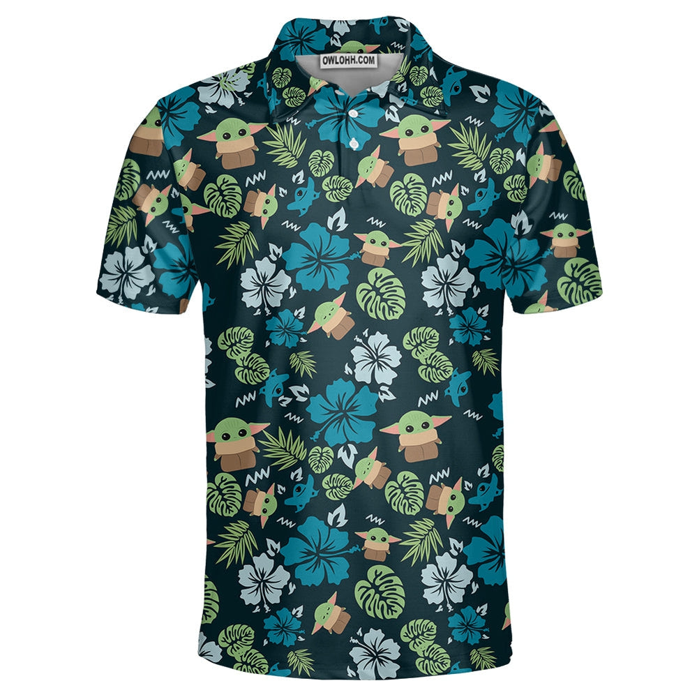 Star Wars The Mandalorian Grogu Baby Yoda Leaves - Polo Shirt