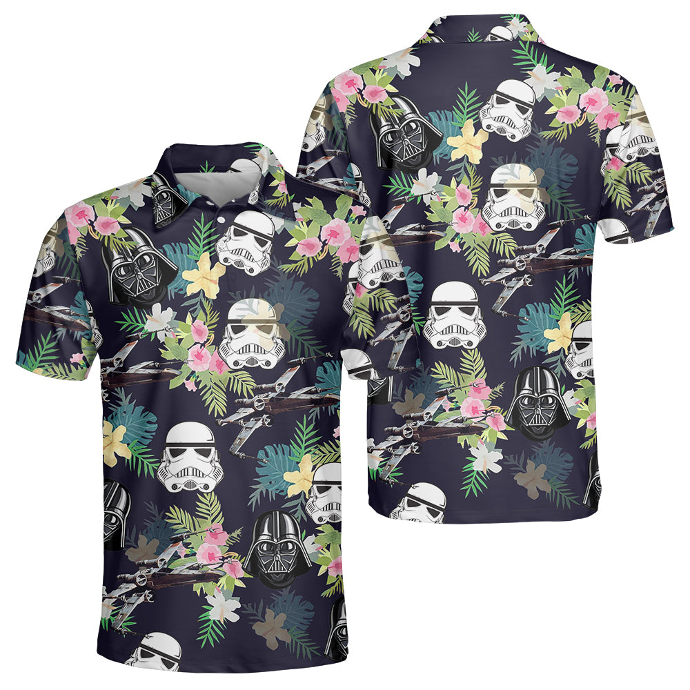 Star Wars Darth Vader Stormtrooper Helmet Tropical Pattern - Polo Shirt