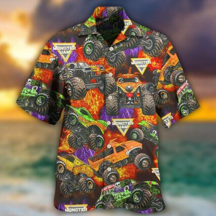 Monster Truck Packed Monster Style Trucks - Hawaiian Shirt - Owl Ohh - Owl Ohh