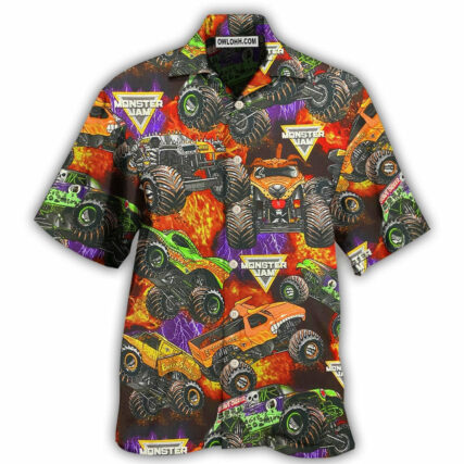 Monster Truck Packed Monster Style Trucks - Hawaiian Shirt - Owl Ohh - Owl Ohh