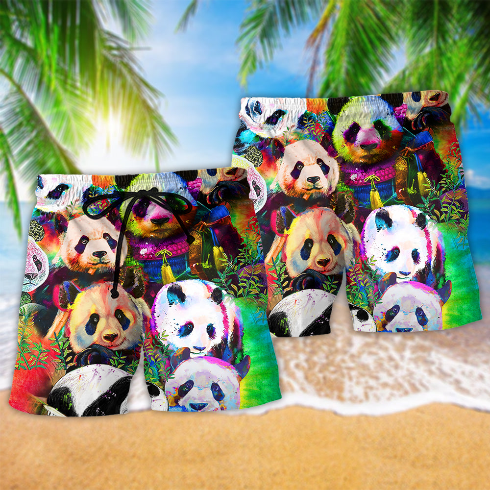 Panda Colorful Giant Lovely Style - Beach Short - Owl Ohh - Owl Ohh