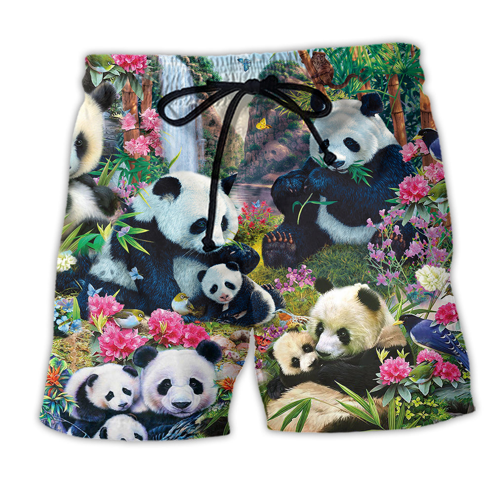 Panda Keep Calm And Hug A Panda Flower - Beach Short - Owl Ohh - Owl Ohh
